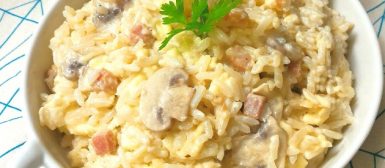 Arroz à Piemontese (cremoso com queijo e cogumelos)