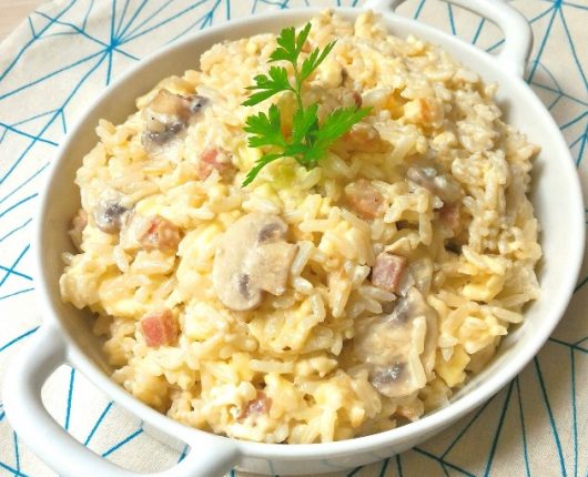 Arroz à Piemontese (cremoso com queijo e cogumelos)