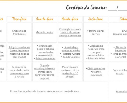 Cardápio da Semana: seleção de receitas para a semana inteira! (n. 1)