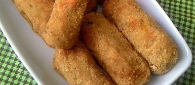 Croquete de palmito com purê de couve flor (vegetariano ou vegano)