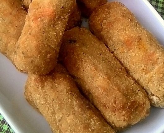 Croquete de palmito com purê de couve flor (vegetariano ou vegano)