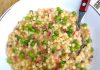Fregola sarda risotada com ervilhas e salame