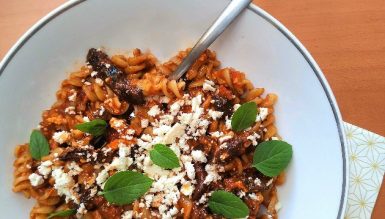 Massa com funghi e ricota assada