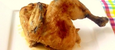 Meio galeto ao limão com polenta “frita” na airfryer