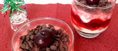 Pavê de cerejas com gotas de chocolate