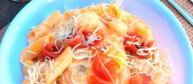 Penne com melão e presunto cru do restaurante Spot