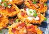 Potato skins (barquinhas de batata com queijo e bacon)