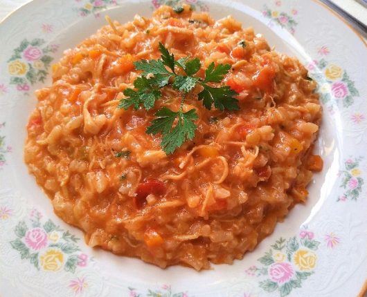 Risoto de frango com legumes