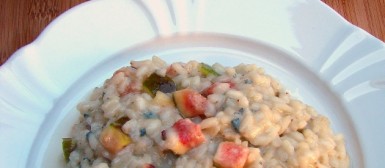 Risoto de gorgonzola com figos frescos