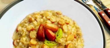 Risoto de pinhão com alho poró