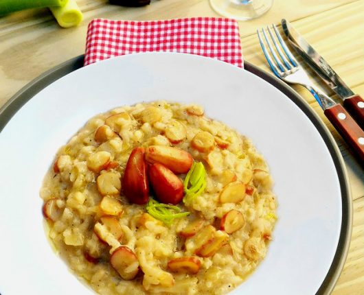 Risoto de pinhão com alho poró