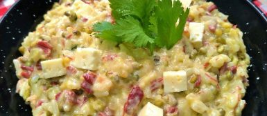 Rubacão (arroz com feijão verde, charque, queijo coalho e nata)