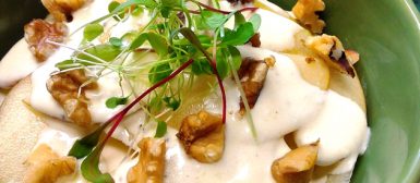 Salada Waldorf (de maçãs com molho de iogurte, limão e nozes)