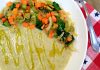 Sopa de brócolis e couve flor com legumes refogados