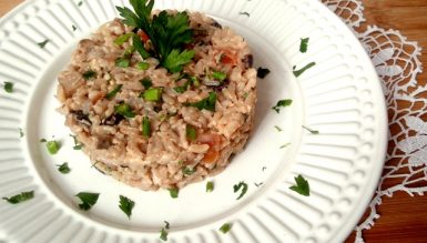 Arroz cremoso com shitake (calorias reduzidas, quente ou frio)