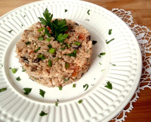 Arroz cremoso com shitake (calorias reduzidas, quente ou frio)