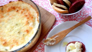 Brandade de bacalhau (bacalhau cremoso com batatas gratinado no forno)