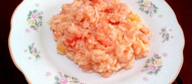 Risoto cremoso de camarão