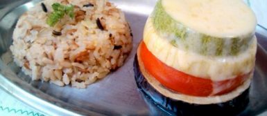 Torre de ratatouille com queijo