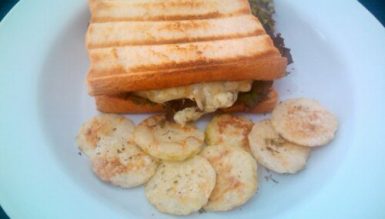 X-Frango especial com chips de legumes