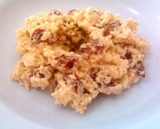 Falso risoto de linguiça e cream cheese